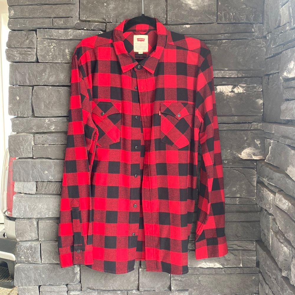 MENS LEVIS PLAID LONG SLEEVE BUTTON DOWN SIZE:L LIKE NEW